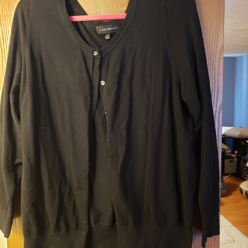 Black round neck cardigan